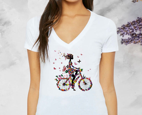Fashion bicycle girl T-shirt