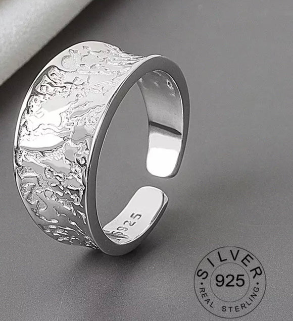 Crumpled Style #2 Silver 925 Ring