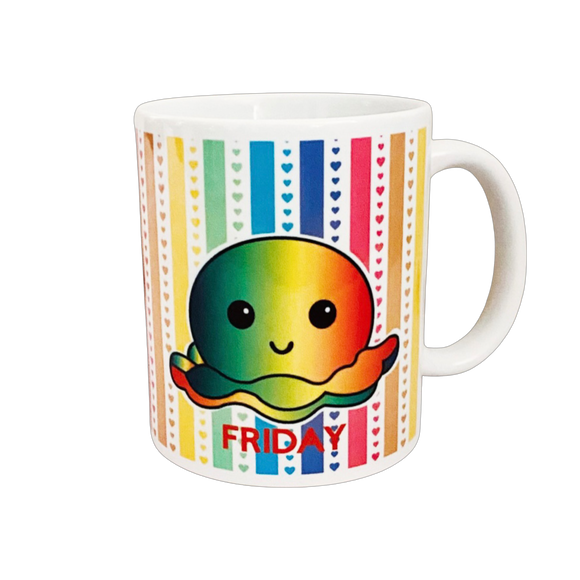 Happy & Angry rainbow Octopus mug